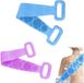 TRAFIR 2 pièces - Brosse de douche - Épurateur de dos - Brosse pour le corps - Brosse de bain double face en silicone - pour le corps - double poignée - extensible - exfoliant - pour nettoyage en profondeur, massage, douche, nettoyage du dos - 60 cm - bleu et violet
