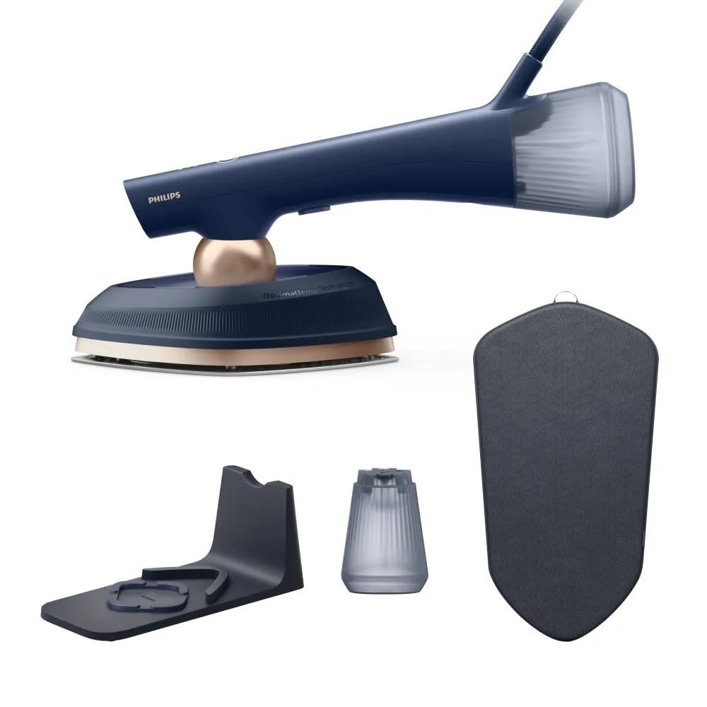 Philips One Turn GC215/20 Handheld Steam Iron | SteamGlide Plus Soleplate | 1800W | Dark Blue