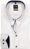 OLYMP Level 5 body fit overhemd - wit (blauw contrast) - Strijkvriendelijk - Boordmaat: 38