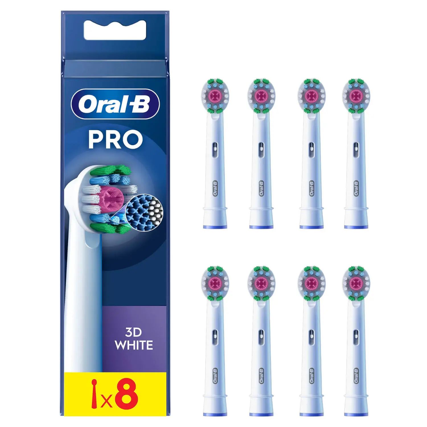 Oral-B 3D White Opzetborstels 8 stuks - Wit