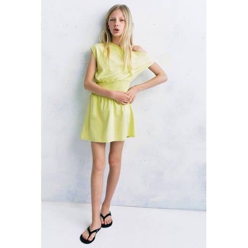 Mango Kids jurk met smockwerk - limegroen