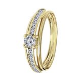 Lucardi Dames Ring met zirkonia - Ring - Cadeau - 14 Karaat - Geelgoud