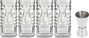 Royal Leerdam 4x Cocktailglazen / Mai Tai glazen transparant 490 ml - Met RVS maatbeker / barmaatje 2-in-1 15/30 ml