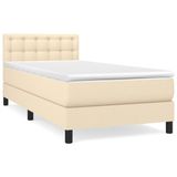 VidaXL Boxspringbed met matras, crème kleur, 90x190 cm, met stoffen bekleding