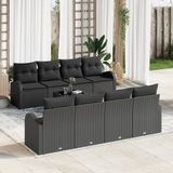 vidaXL Tuinbank Set Zwart Polyrattan