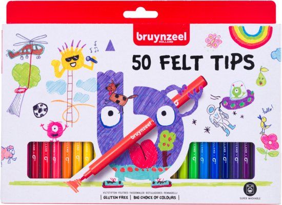 Bruynzeel Viltstiften set | 50 kleuren