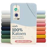 Laleni Jersey Baby/Kind Hoeslaken - Actief Ademend - Oeko-Tex Certificeerd - Babybed, Wieg, Kinderbed 60 x 120 x 15cm, lichtblauw