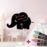 Ambiance Sticker Schoolbordsticker - Uitwisbare Zelfklevende Muurstickers - Babyolifant + 4 Vloeibare Krijtjes - 65x100cm
