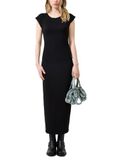 QS s.Oliver Jurk zwart lange mouw ronde hals kuithoogte viscose L