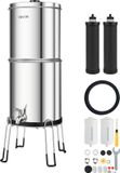 VEVOR Gravity Waterfiltersysteem 8,52 L, Roestvrij Staal 304, Waterfiltratiesysteem Dat Lood en tot 99% Chloor Reduceert, met 2 Actieve Koolfilters en 2 Fluoridefilters, voor Thuis en op de Camping