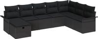vidaXL Tuinbank Set 8-delig Zwart Polyrattan Inclusief Kussens