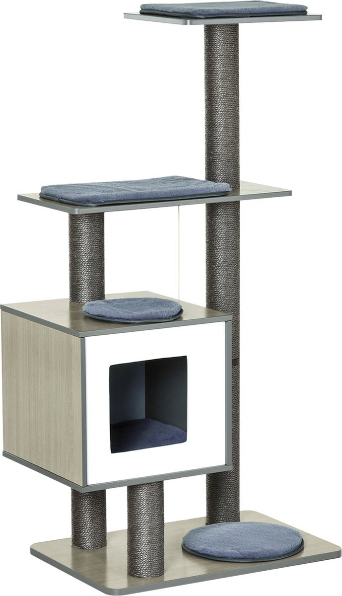 Pawhut Kattenkrabboom kattenspeelgoed klimboom Sisal ligvlak natuur met bal D30-204