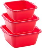 Forte Plastics Voordeelset multifunctionele kunststof teiltjes rood in 3-formaten - 6-10-15 liter inhoud