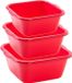 Forte Plastics Voordeelset multifunctionele kunststof teiltjes rood in 3-formaten - 6-10-15 liter inhoud