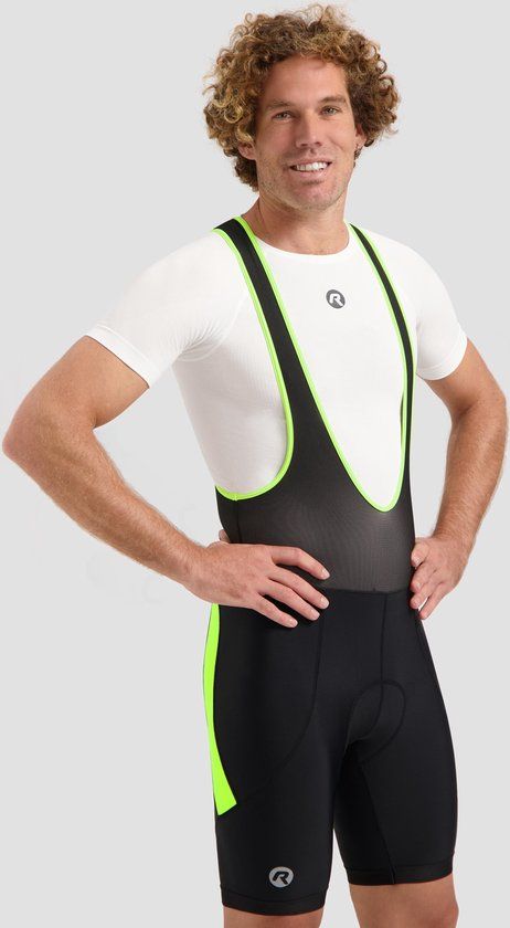 Rogelli Core Korte Fietsbroek Heren - Bretels - Zwart Fluorgeel - XXL