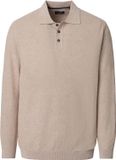 CASA MODA comfort fit heren polo lange mouw - beige
