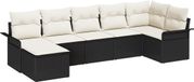 vidaXL Tuinbank - Set - 7 zitplaatsen - Zwart - Polyrattan