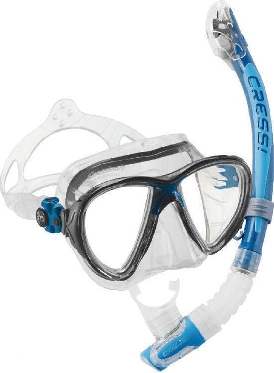 Cressi Big Eyes Evolution Masker + Alpha Ultra Dry Snorkel - Blauw