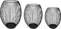 QUVIO Kaarsenhouder met frame - Set van 3 - Zwart - Metaal - Rond