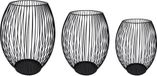 QUVIO Kaarsenhouder met frame - Set van 3 - Zwart - Metaal - Rond