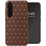 Selencia Hoesje - Geschikt voor Samsung Galaxy S25 - Backcover met Magnetische Ring - Happy Dots Chocolate