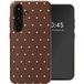Selencia Hoesje - Geschikt voor Samsung Galaxy S25 - Backcover met Magnetische Ring - Happy Dots Chocolate