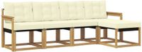 vidaXL - Bank loungeset - 5 zitplekken - Wit en crème - Acacia hout