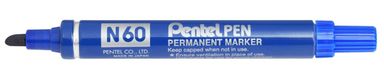 Pentel N 60 permanente marker Beitelvormige punt Blauw 12 stuk(s)