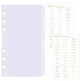 DY.2ten Transparante verdelers voor 6 ringmappen, 6-Tab stevige kunststof verdelers, A6 indexverdeler, 6 gaten bindmiddelverdelers, insteekbare notitieboekplanner tabverdelers voor mappen