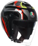 AGV Irides Zurigo Jethelm - Zwart/Grijs/Fluoriserend geel/Rood - Maat L