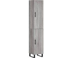 vidaXL Hoge kast 34,5x34x180 cm bewerkt hout grijs sonoma eikenkleurig
