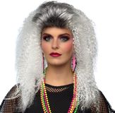 Boland - Pruik 80's queen Grijs - Krullen - Lang - Vrouwen - Hippie - 80's & 90's - Disco
