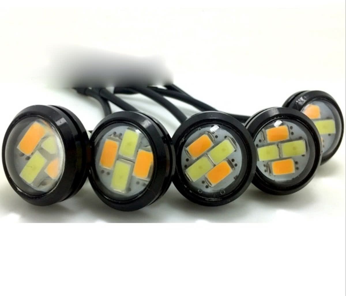 ABC-LED 23MM LED - DUO COLOR - Eagle Eye - amber / wit - Waterproof - zwart