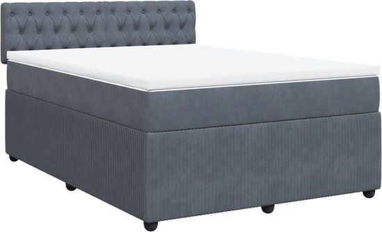 vidaXL Boxspring met matras fluweel donkergrijs 140x200 cm