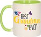 Bellatio Decorations Cadeau koffie/thee mok voor oma - groen/geel - beste oma - keramiek - 300 ml