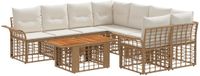 vidaXL Banc de jardin 9 pièces Polyrotin naturel et crème blanc