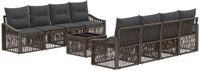 vidaXL Tuinbank - Set - 9 - st - Grijs - poly - rattan