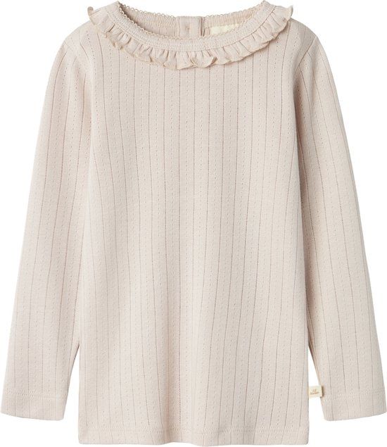 LIL' ATELIER NAME IT NMFRACHEL NIS LS SLIM TOP LIL NOOS Meisjes Blouse Wit Katoen/Modal Lange mouw Ronde hals Slim Fit Maat 104