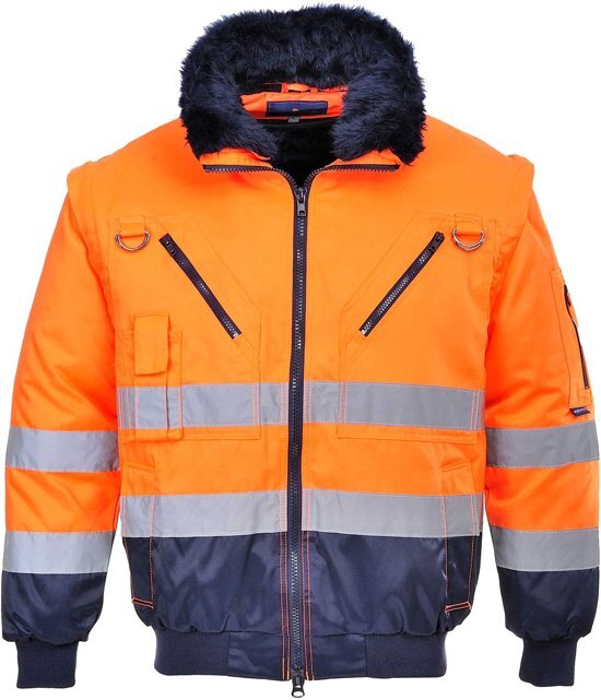 Portwest Pilotjack 3in1 Oranje/blauw met reflectiestrepen PJ50