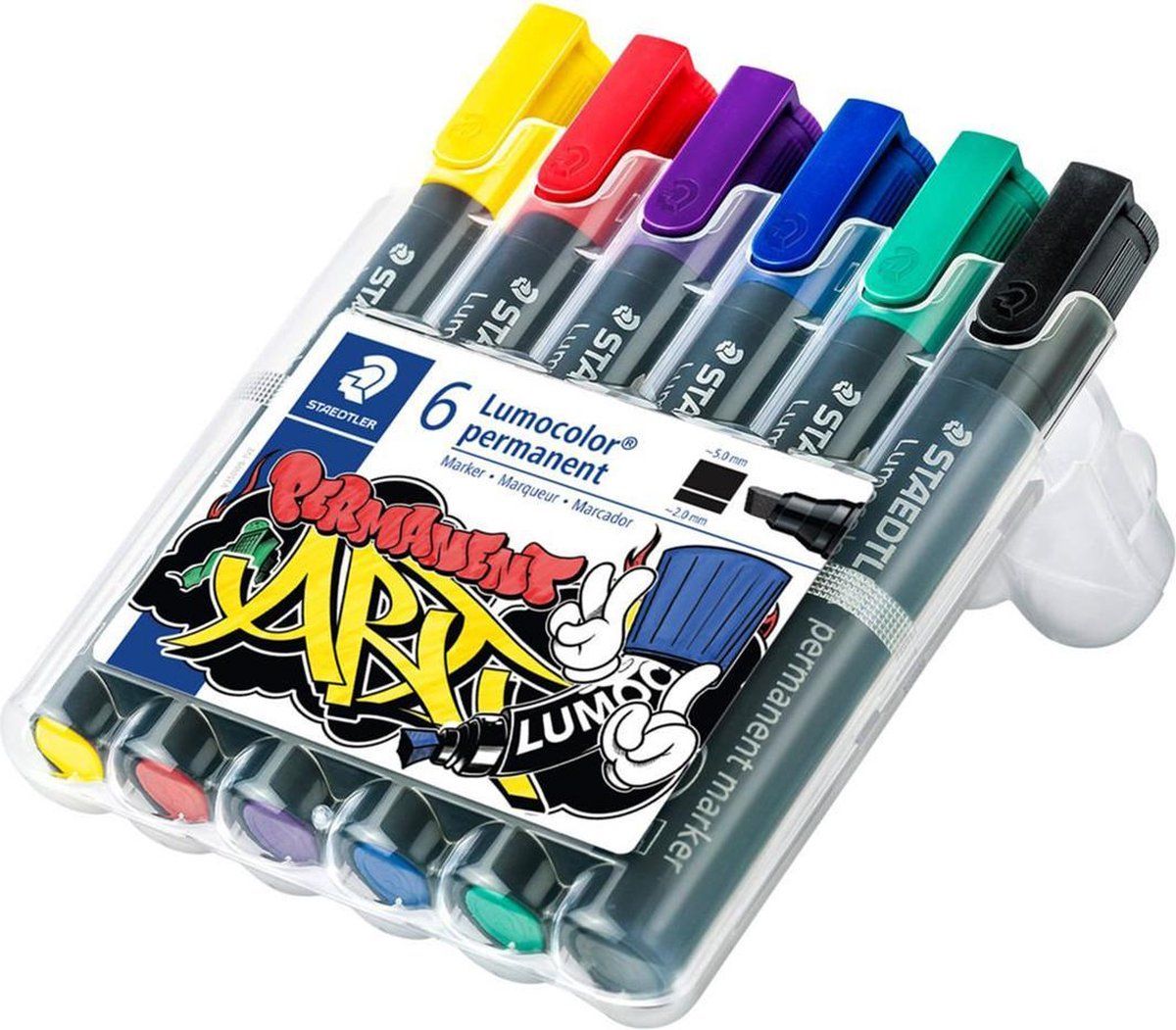 Staedtler LC permanent marker beitelpunt - Box 6 st - Assorted Colors