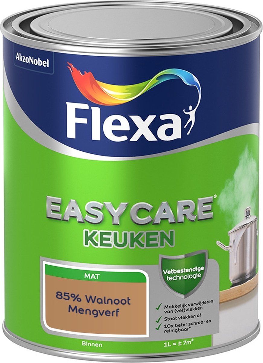 FLEXA Easycare Muurverf - Keuken - Mat - Mengkleur - 85% Walnoot - 1 liter