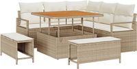 vidaXL Tuinset met 8 zitplaatsen, beige, van polyrotan