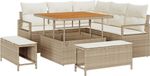 vidaXL Tuinset met 8 zitplaatsen, beige, van polyrotan