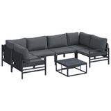 vidaXL - Tuinbank - Set - 7 - st - Zwart - Staal