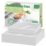 KitchenBoss Vacuümzakken voor levensmiddelen, 160 stuks: 20 x 30 cm (120 stuks) + 15 x 25 cm (40 stuks), vacuümzakken voor voedselopslag