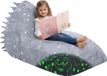 Goodivery ® Poufs pour enfants de 8-12 ans, grand pouf avec rembourrage, grand lit pouf pour tout-petits avec licorne, fauteuil de sol paresseux pour enfants pour filles et garçons, 139 x 89 x 77 cm, Dinosaure gris