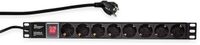 LogiLink Stekkerdoos - 8 voudig met schakelaar - 2 meter snoer - Max. 3500watt - 16A - Geschikt voor 19" rack of losse montage