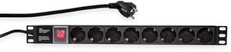 LogiLink Stekkerdoos - 8 voudig met schakelaar - 2 meter snoer - Max. 3500watt - 16A - Geschikt voor 19" rack of losse montage