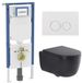 Geberit QeramiQ Dely Swirl Toiletset - Geberit UP720 Duofix Sigma inbouwreservoir - Hangend toilet - Zonder spoelrand - Diepspoel - PK afvoer - Dual flush - Soft-close zitting - Keramiek - Glans wit bedieningspaneel - Mat zwart