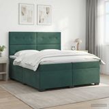 vidaXL Boxspringbed met matras, donkergroen, 200 x 200 cm, fluweel